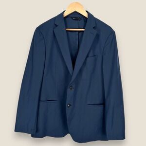 Sene Unstructured Blazer Sport Coat Men 44R Navy Blue Polyester Performance